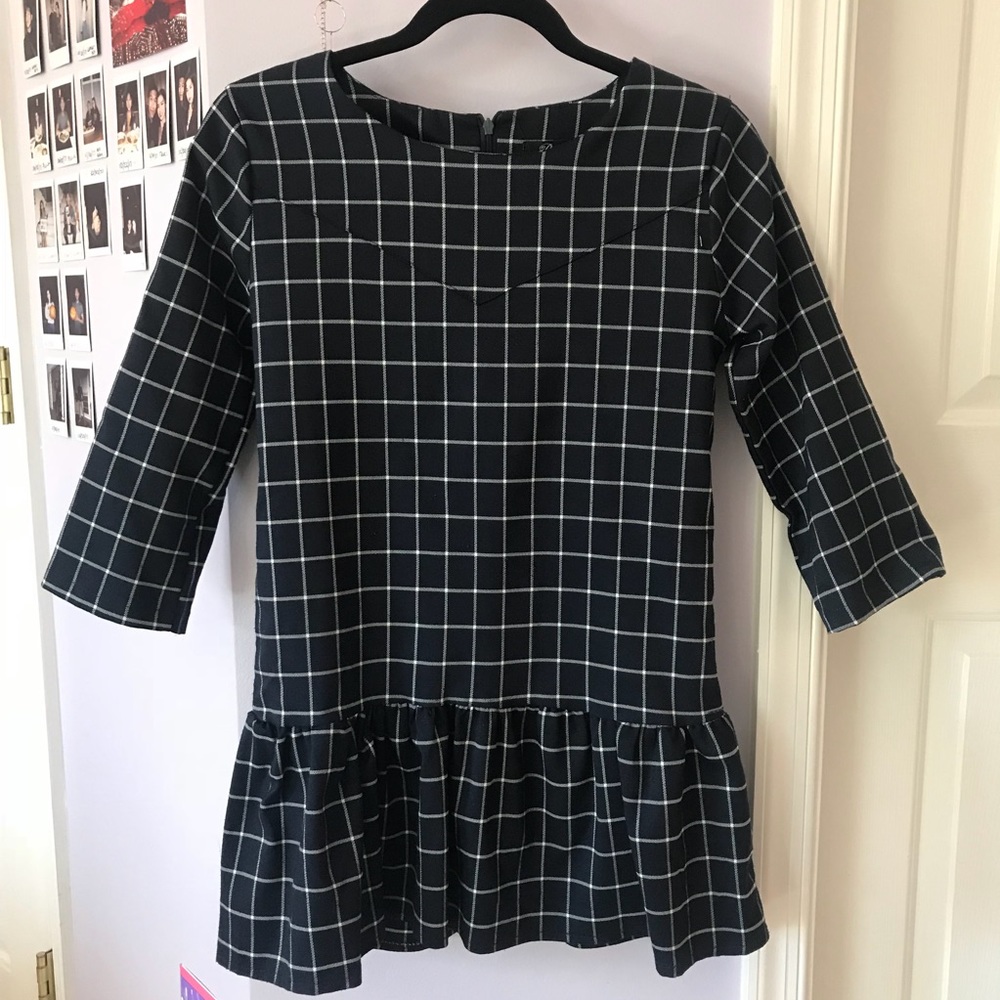 Drop Waist Grid Mini Dress/Tunic
